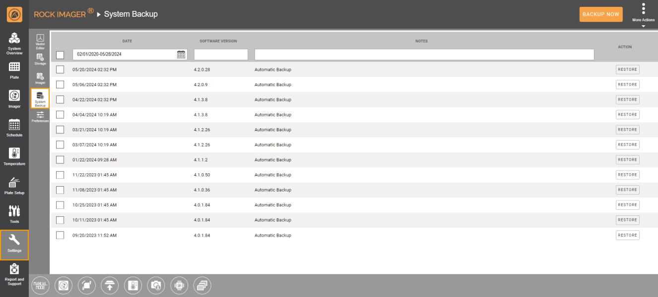 System Backup Sub-menu